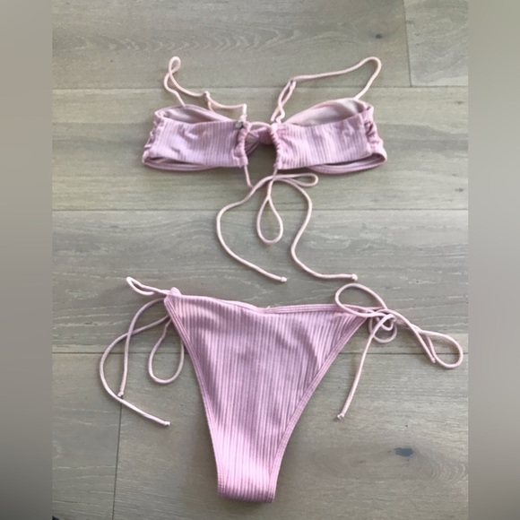 For Love & Lemons Iman Tiny Bikini set Top and Bottom Pink sz M medium - Picture 5 of 9